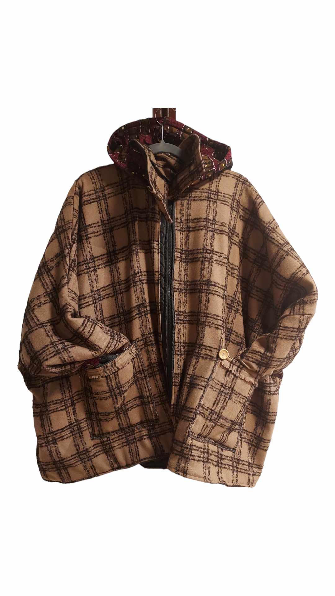 WOOL COAT mixed with African Kente