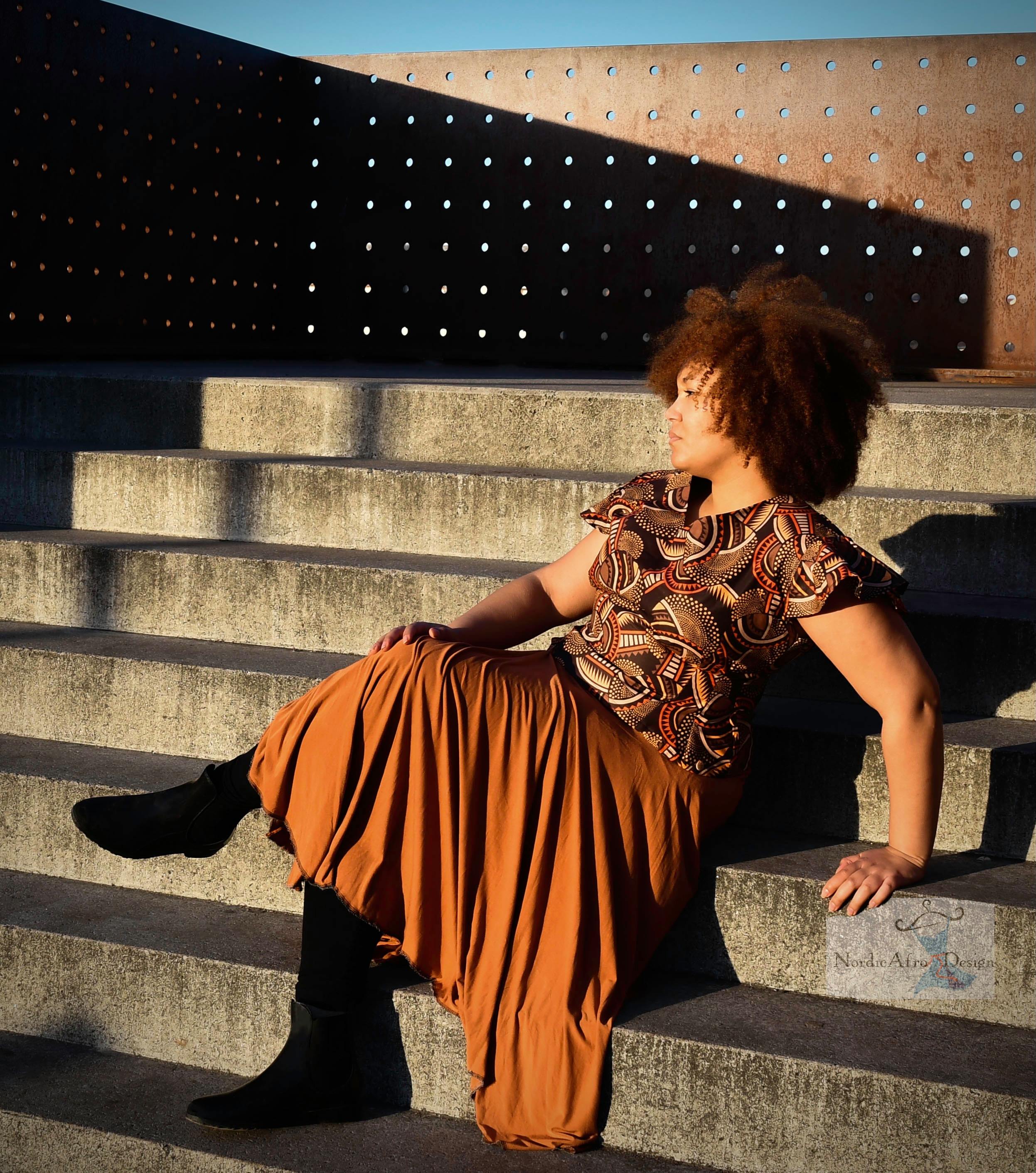 Elegant Brown Timeless and sustainable Two Piece top and skirt